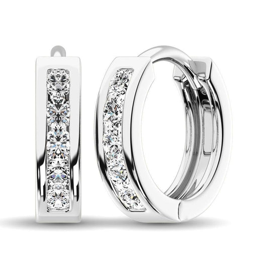 10K White Gold 1/2 Ct.Wt. Diamond Hoop Earrings - Larson Jewelers