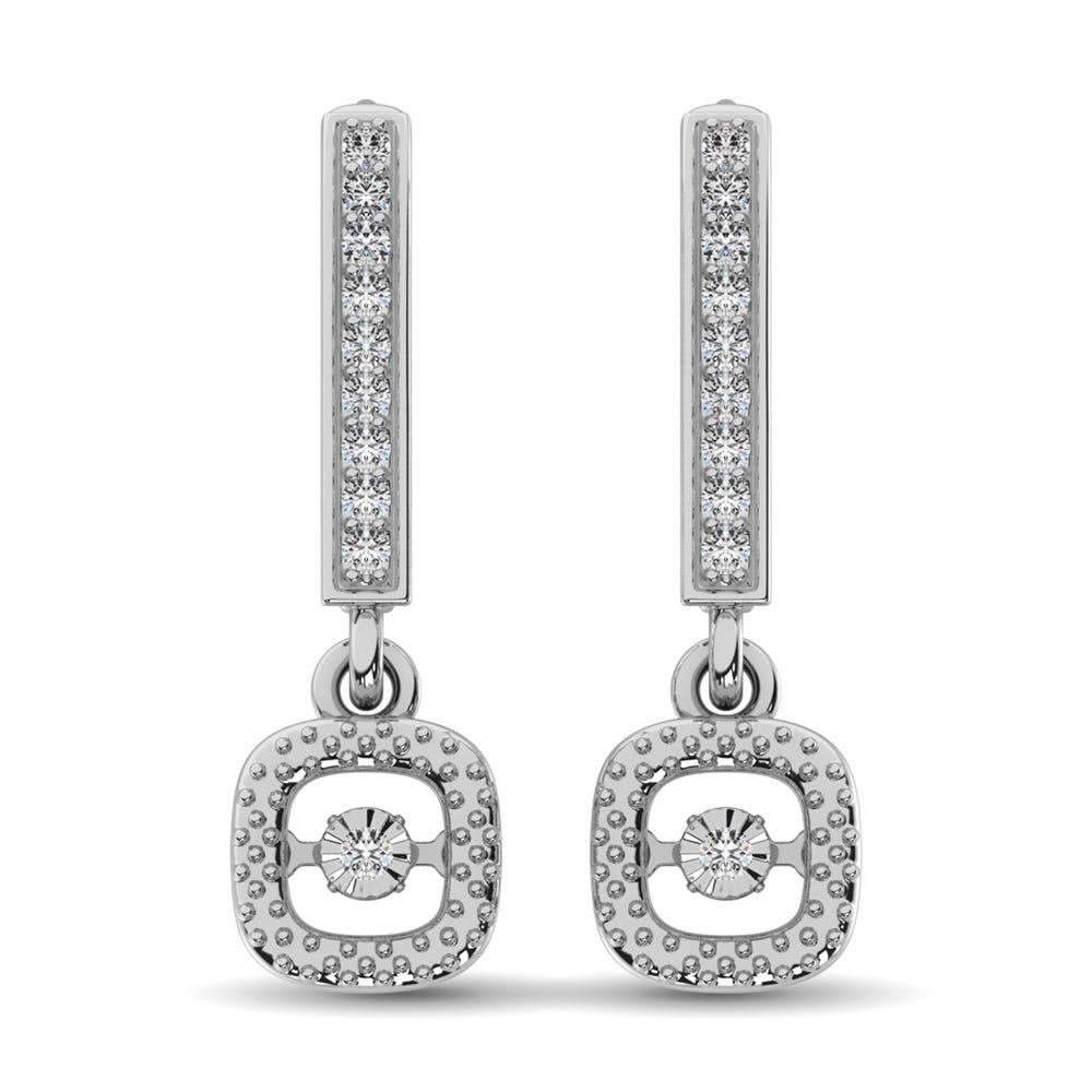 Sterling Silver 1/20 Ct.Tw. Moving Diamond Danglers Earrings - Larson Jewelers