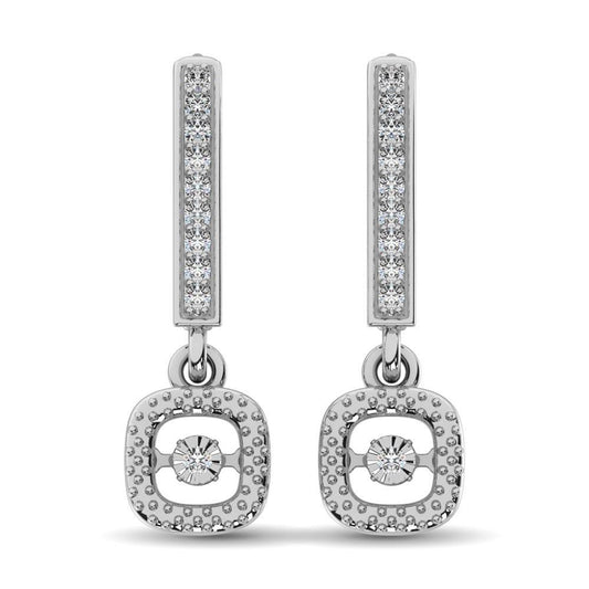 Sterling Silver 1/20 Ct.Tw. Moving Diamond Danglers Earrings - Larson Jewelers