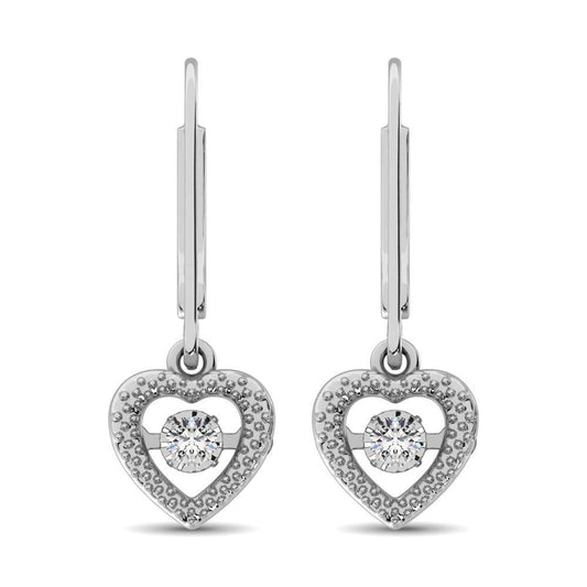 Sterling Silver 1/20 Ct.Tw. Moving Diamond Danglers Earrings - Larson Jewelers