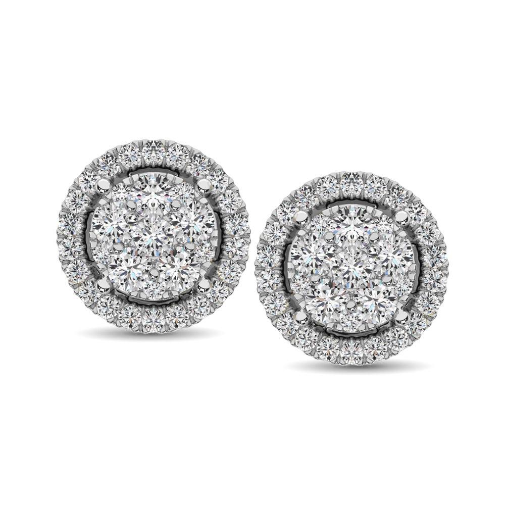 14K White Gold 1/2 Ct.Tw. Diamond Flower Stud Earrings - Larson Jewelers