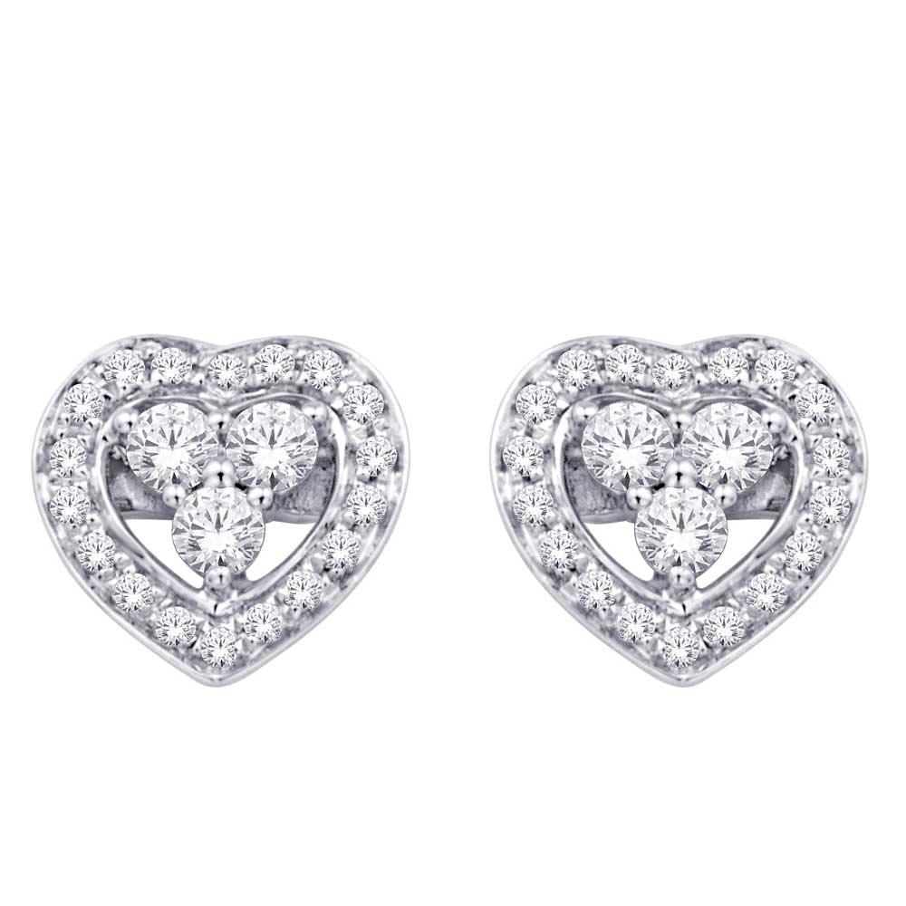 10K White Gold 1/6 Ct.Tw. Diamond Heart Earrings - Larson Jewelers