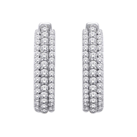 14K White Gold 1/2 Ct.Tw. Diamond Hoop Earrings - Larson Jewelers
