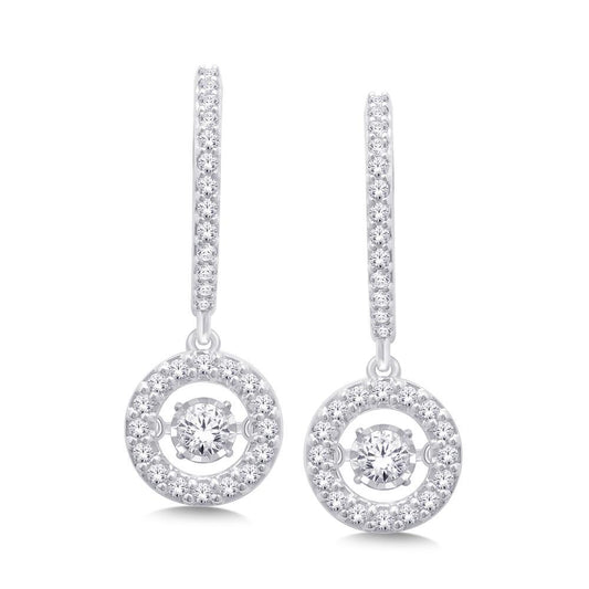 14K White Gold 1 Ct.Tw. Moving Diamond Earrings - Larson Jewelers
