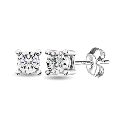 10K White Gold 1/10 Ct.Tw.Diamond Stud Earrings - Larson Jewelers