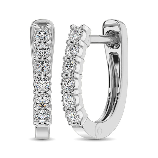 14K White Gold 1/5 Ct.Tw.Diamond Hoop Earrings - Larson Jewelers