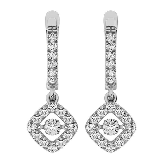 Diamond 5/8 Ct.Tw. Shimmering Hoop Earrings in 14K White Gold - Larson Jewelers