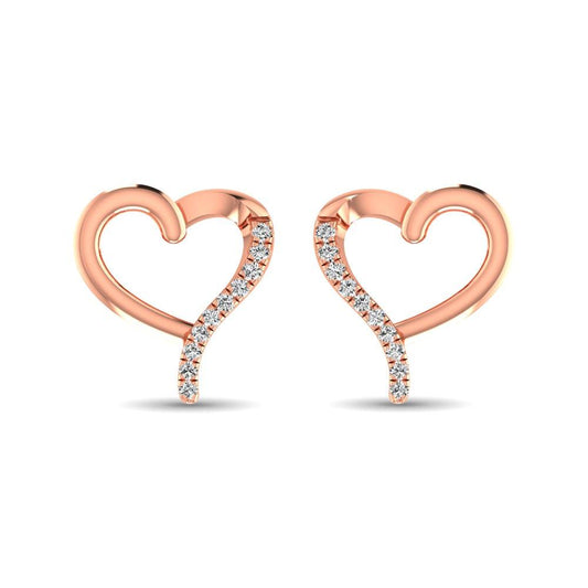 10K Rose Gold 1/20 Ct.Tw.Diamond Heart Earrings - Larson Jewelers