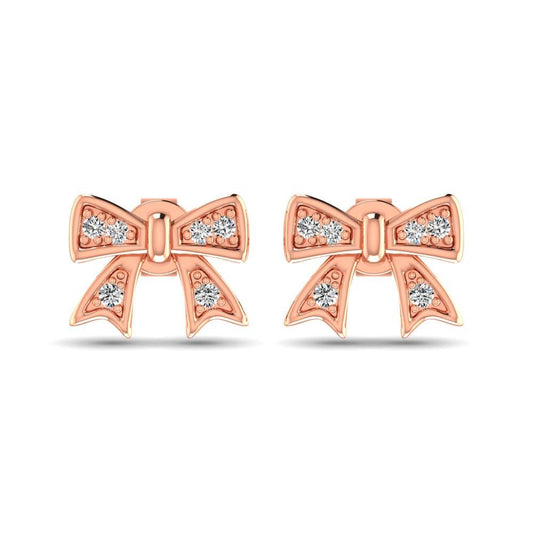 10K Rose Gold Diamond Accent Bow Earrings - Larson Jewelers