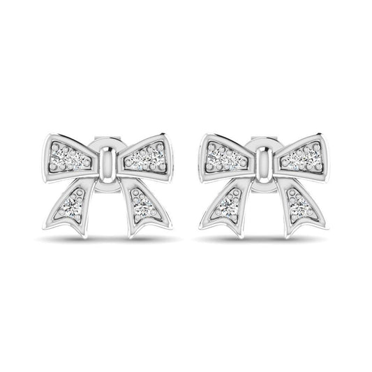 10K White Gold Diamond Accent Bow Earrings - Larson Jewelers