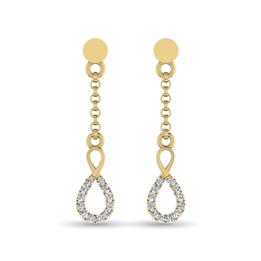 10K Yellow Gold 1/10 Ct.Tw.Diamond Dangler Earrings - Larson Jewelers