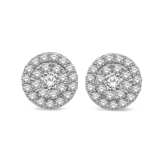 14K White Gold 1 Ctw Invisible Diamond Fashion Earrings - Larson Jewelers