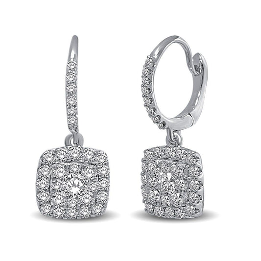 14K White Gold 1 Ctw Diamond Drop Earrings - Larson Jewelers