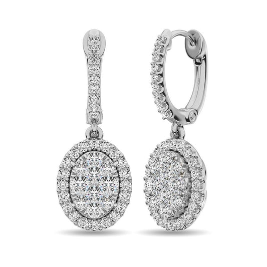 14K White Gold 3/4 Ctw Diamond Drop Earrings - Larson Jewelers