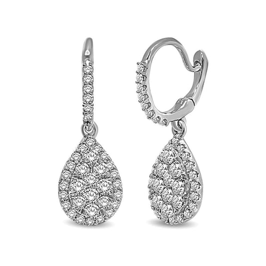 14K White Gold 3/4 Ctw Diamond Drop Earrings - Larson Jewelers