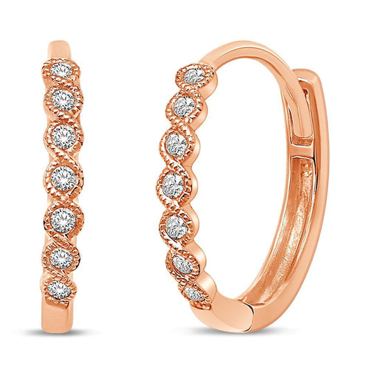 14K Rose Gold 1/6 Ct.Tw. Diamond Stackable Earrings - Larson Jewelers