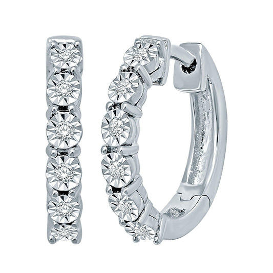 10K White Gold 1/5 Ct.Tw.Diamond Hoop Earrings - Larson Jewelers
