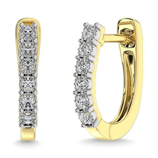 Diamond 1/5 Ct.Tw. Hoop Earrings in 10K Yellow Gold - Larson Jewelers