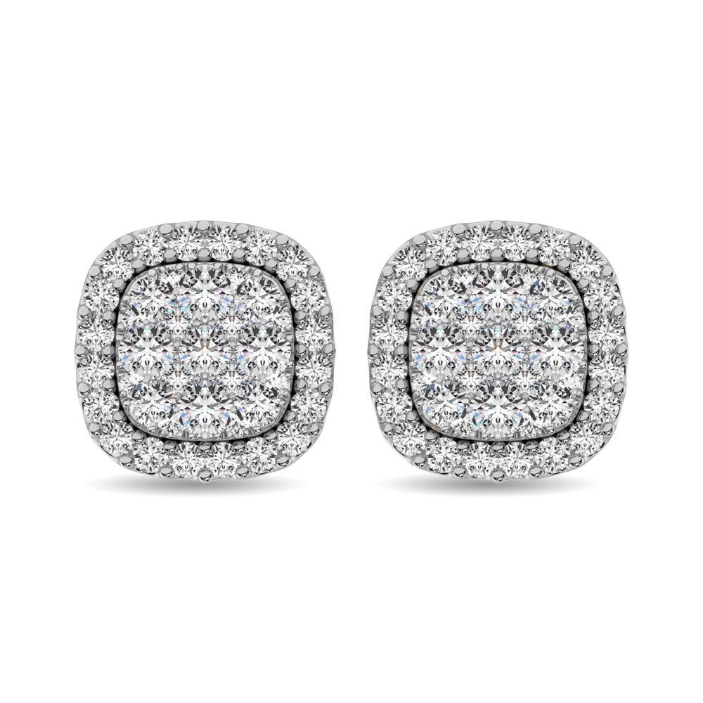 Diamond 5/8 Ct.Tw. Cluster Stud Earrings in 14K White Gold - Larson Jewelers
