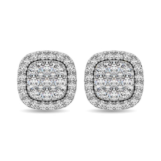 Diamond 5/8 Ct.Tw. Cluster Stud Earrings in 14K White Gold - Larson Jewelers