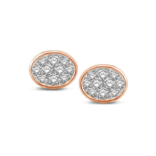 14K Rose Gold 1/5 Ctw Diamond Oval Shape Flower Stud Earrings - Larson Jewelers