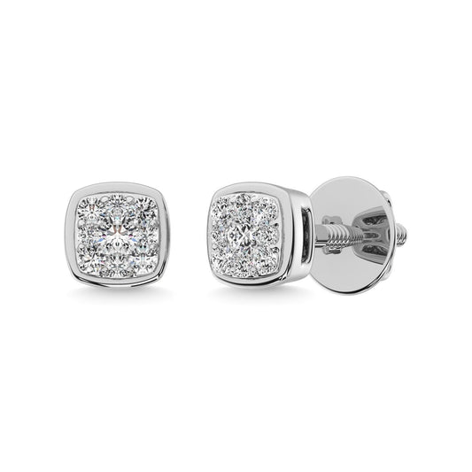 14K White Gold 1/5 Ctw Diamond Square Flower Earrings - Larson Jewelers