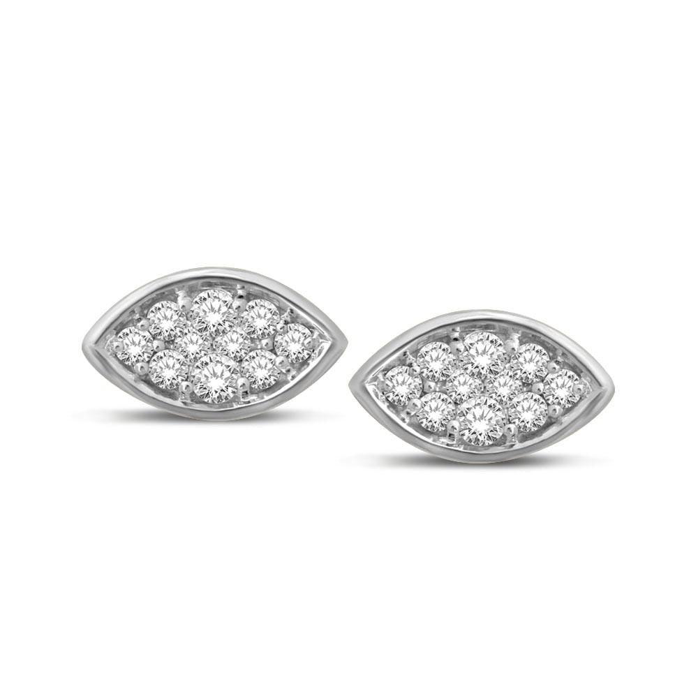 14K White Gold 1/5 Ctw Diamond Marquise Shape Flower Earrings - Larson Jewelers