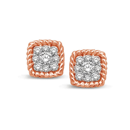 14K Rose Gold 1/5 Ctw Diamond Square Flower Stud Earrings - Larson Jewelers