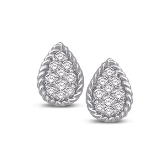 14K White Gold 1/5 Ctw Diamond Pear Flower Stud Earrings - Larson Jewelers