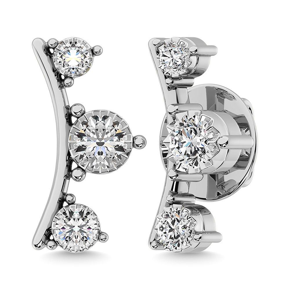 Diamond 1/10 Ct.Tw. Fashion Earrings in 10K White Gold - Larson Jewelers