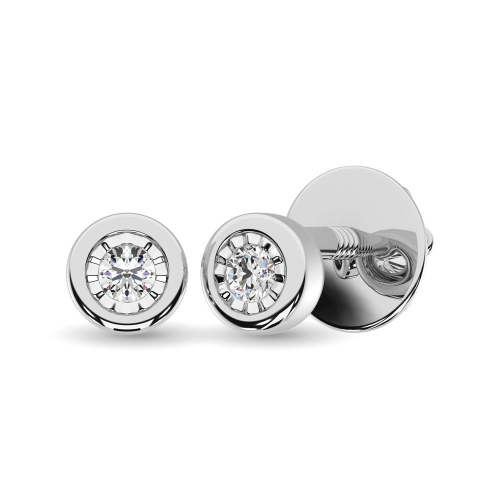 Diamond 1/20 Ct.Tw. Solitaire Stud Earrings in 10K White Gold - Larson Jewelers
