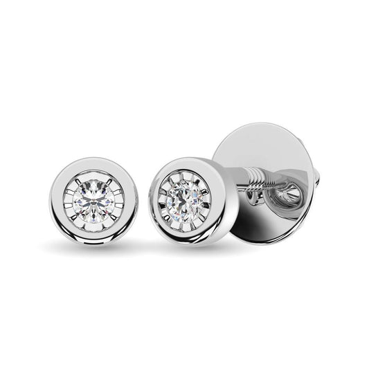Diamond 1/20 Ct.Tw. Solitaire Stud Earrings in 10K White Gold - Larson Jewelers