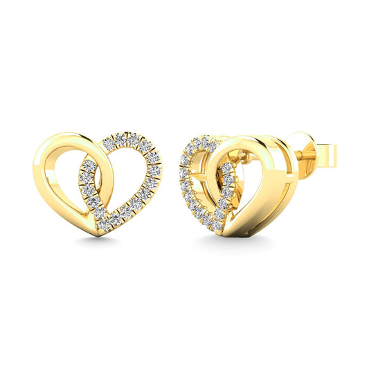 10K Yellow Gold 1/10 Ctw Diamond Heart Earrings - Larson Jewelers