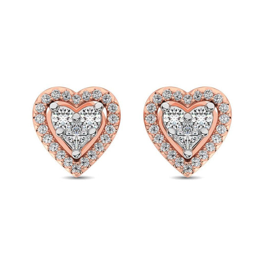 10K Rose Gold 1/3 Ct.Tw. Diamond Heart Stud Earrings - Larson Jewelers