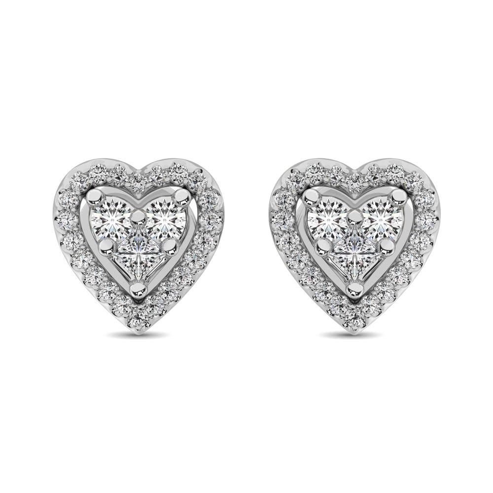 10K White Gold 1/3 Ct.Tw. Diamond Heart Stud Earrings - Larson Jewelers
