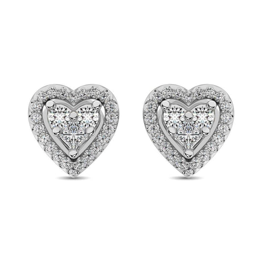10K White Gold 1/3 Ct.Tw. Diamond Heart Stud Earrings - Larson Jewelers