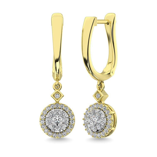 Diamond 1/2 Ct.Tw. ClusterDanglers Earrings in 10K Yellow Gold - Larson Jewelers