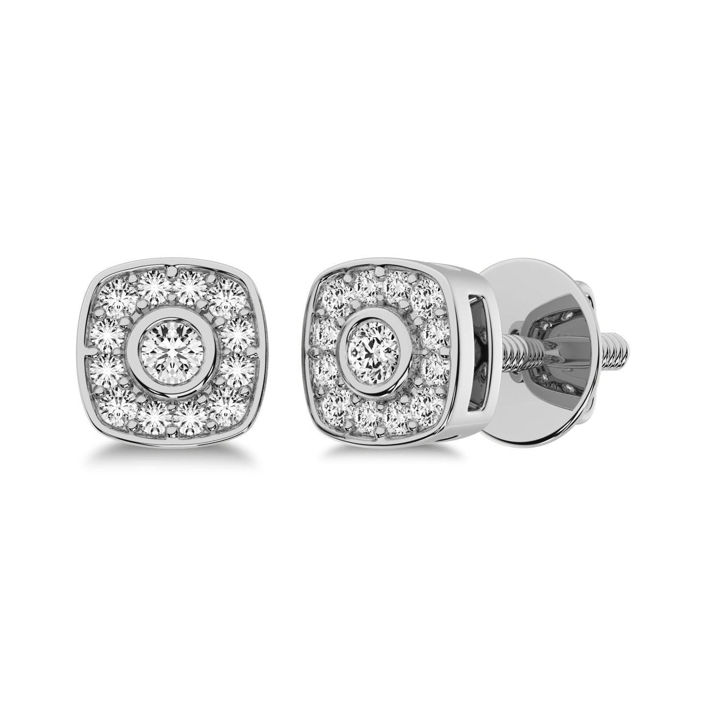 10K White Gold 1/5 Ct.Tw. Diamond Square Shape Stud Earrings - Larson Jewelers