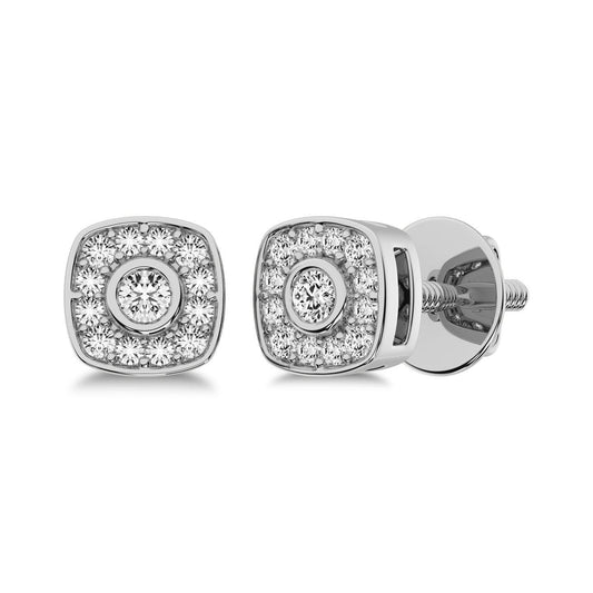10K White Gold 1/5 Ct.Tw. Diamond Square Shape Stud Earrings - Larson Jewelers