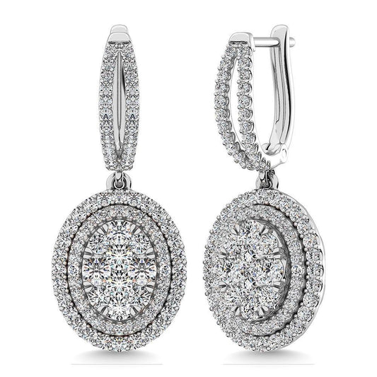 Diamond 2 1/10 Ct.Tw. Oval Shape Dangler Earring in 14K White Gold - Larson Jewelers