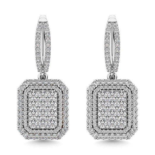 Diamond 2 1/5 Ct.Tw. Dangler Earring in 14K White Gold - Larson Jewelers