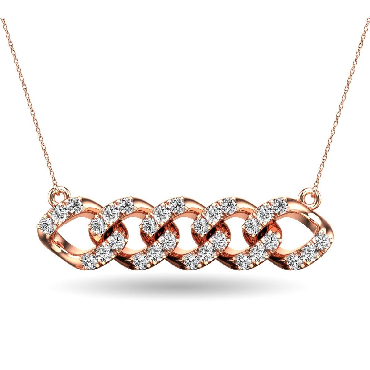 14K Rose Gold 1/4 Ct.Tw. Diamond Curb Chain Pattern Necklace - Larson Jewelers