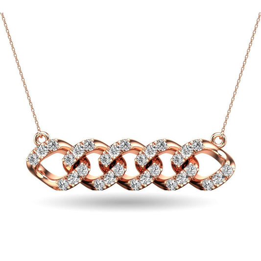 14K Rose Gold 1/4 Ct.Tw. Diamond Curb Chain Pattern Necklace - Larson Jewelers