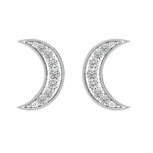 Diamond 1/6 Ct.Tw. Crescent Moon Earrings in 10K White Gold - Larson Jewelers