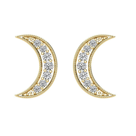 Diamond 1/6 Ct.Tw. Crescent Moon Earrings in 10K Yellow Gold - Larson Jewelers