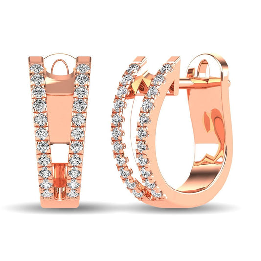14K Rose Gold 1/4 Ct.Tw. Diamond Huggies Earrings - Larson Jewelers