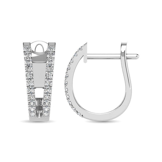 14K White Gold 1/4 Ct.Tw. Diamond Huggies Earrings - Larson Jewelers