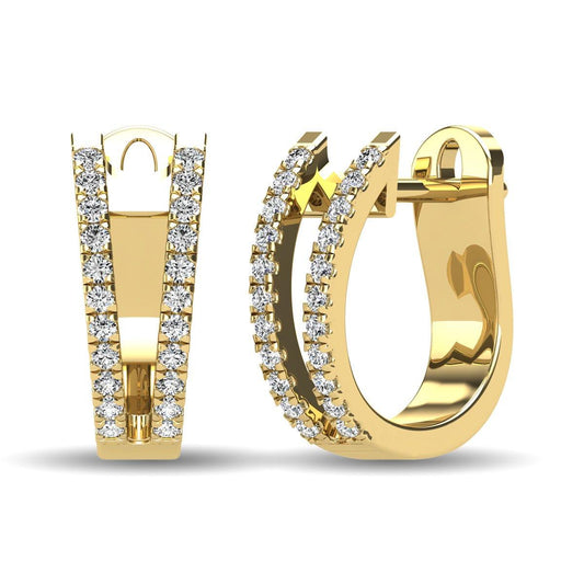 14K Yellow Gold 1/4 Ct.Tw. Diamond Huggies Earrings - Larson Jewelers