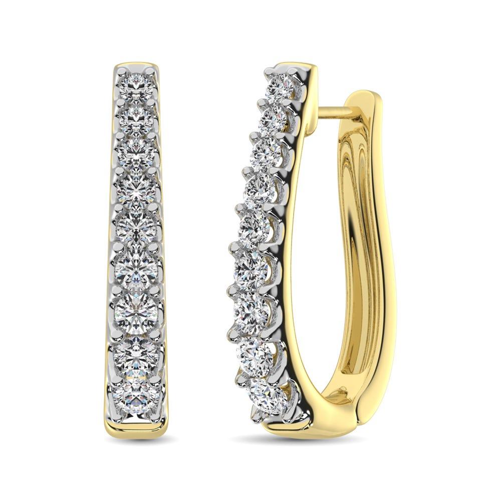 10K Yellow Gold Diamond 1 Ct.Tw. Classic Hoop Earrings - Larson Jewelers