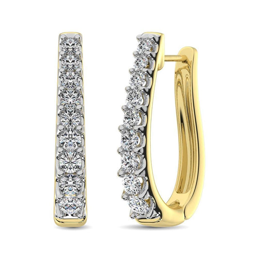 10K Yellow Gold Diamond 1 Ct.Tw. Classic Hoop Earrings - Larson Jewelers